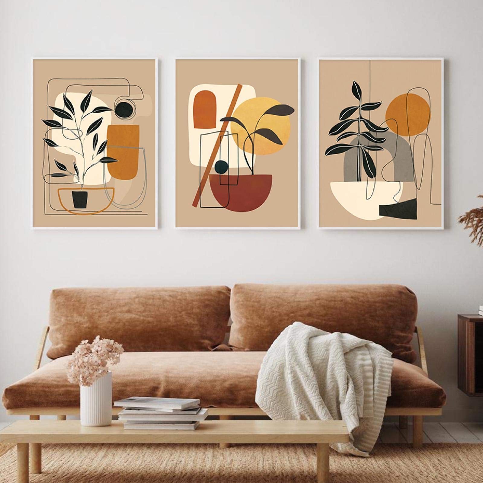 Amazon.co.jp: モダン抽象キャメルカラー静物リーフ自由奔放に生きる